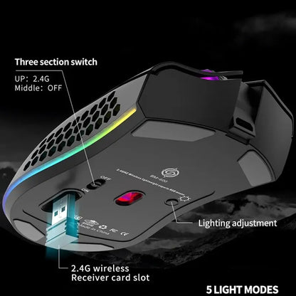 BM600 Wireless RGB Honeycomb Gaming Mouse